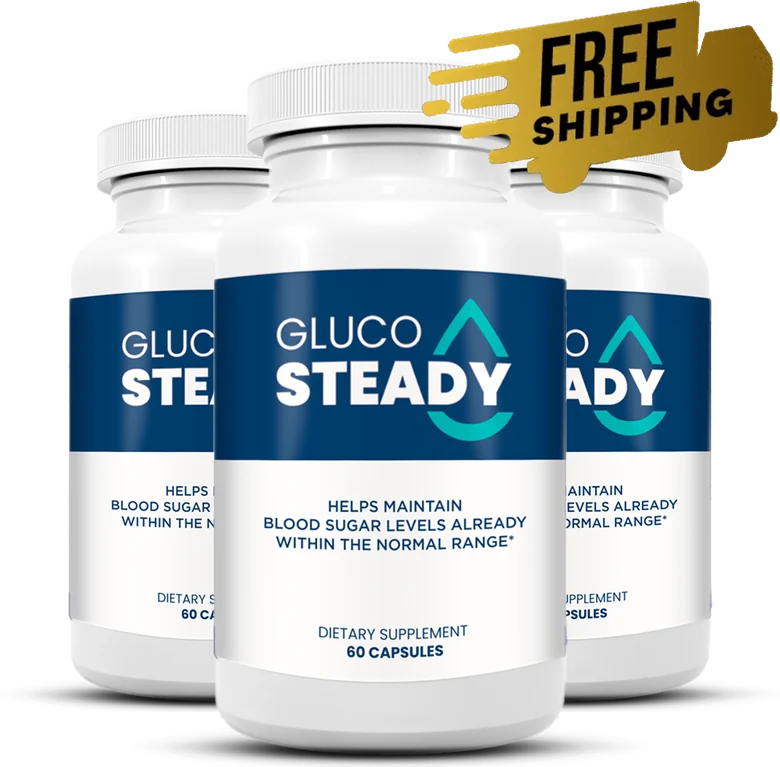 GlucoSteady blood sugar support capsules three-bottle pack